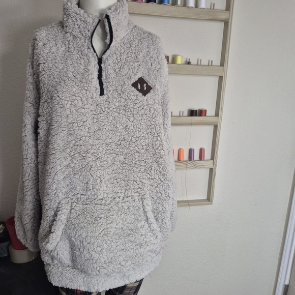 Cozy Gray Sherpa Pullover Sweater - Picture 1 of 2